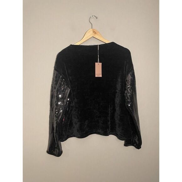 Gallery Sequin Chenille Sweater Women’s Large Long Sleeve‎ Black NWT - Picture 3 of 7